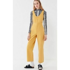 Urban Outfitters Mustard Yellow Women’s Button-Front Jeans Overalls